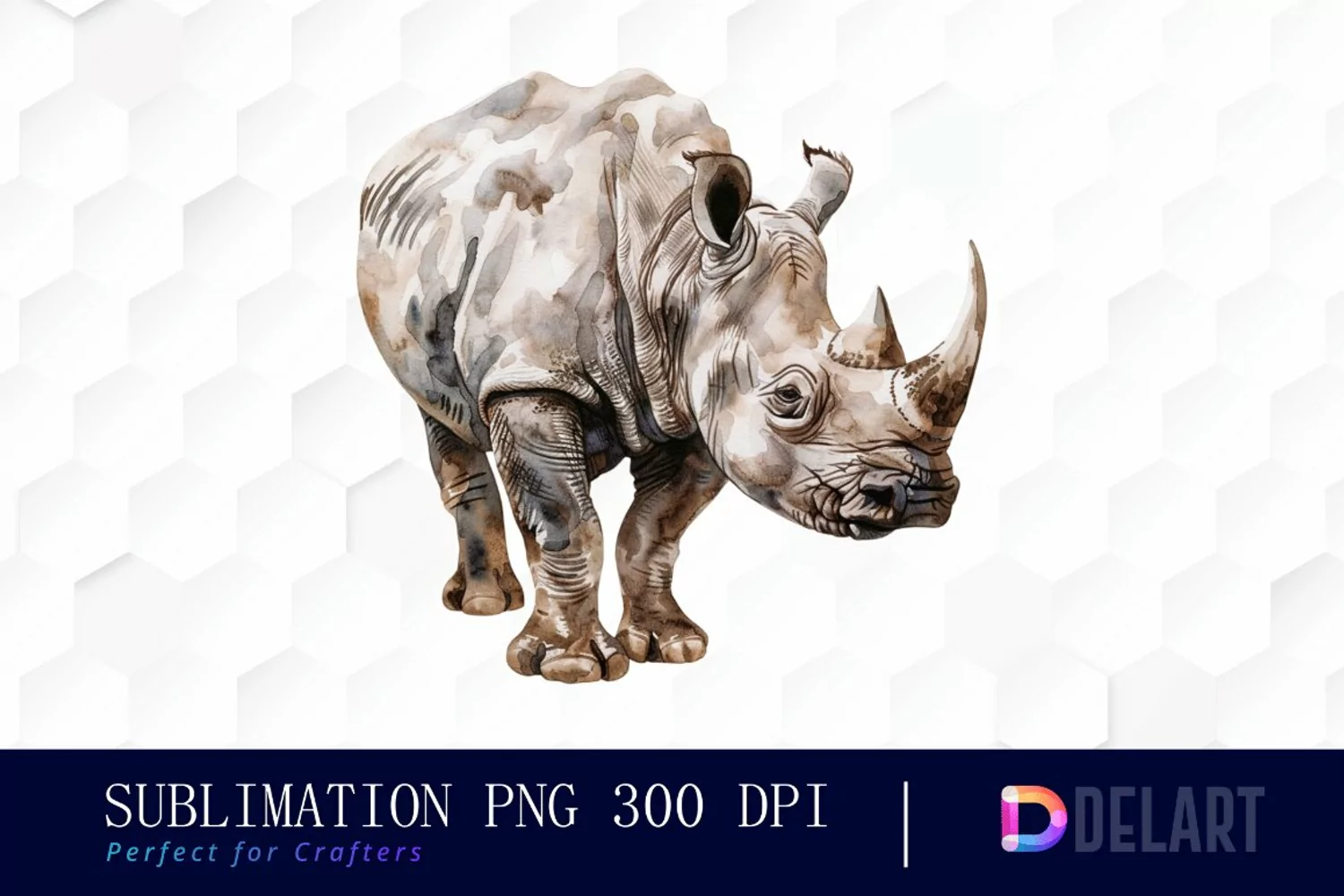 Rhinoceros Watercolor Clipart product image 1