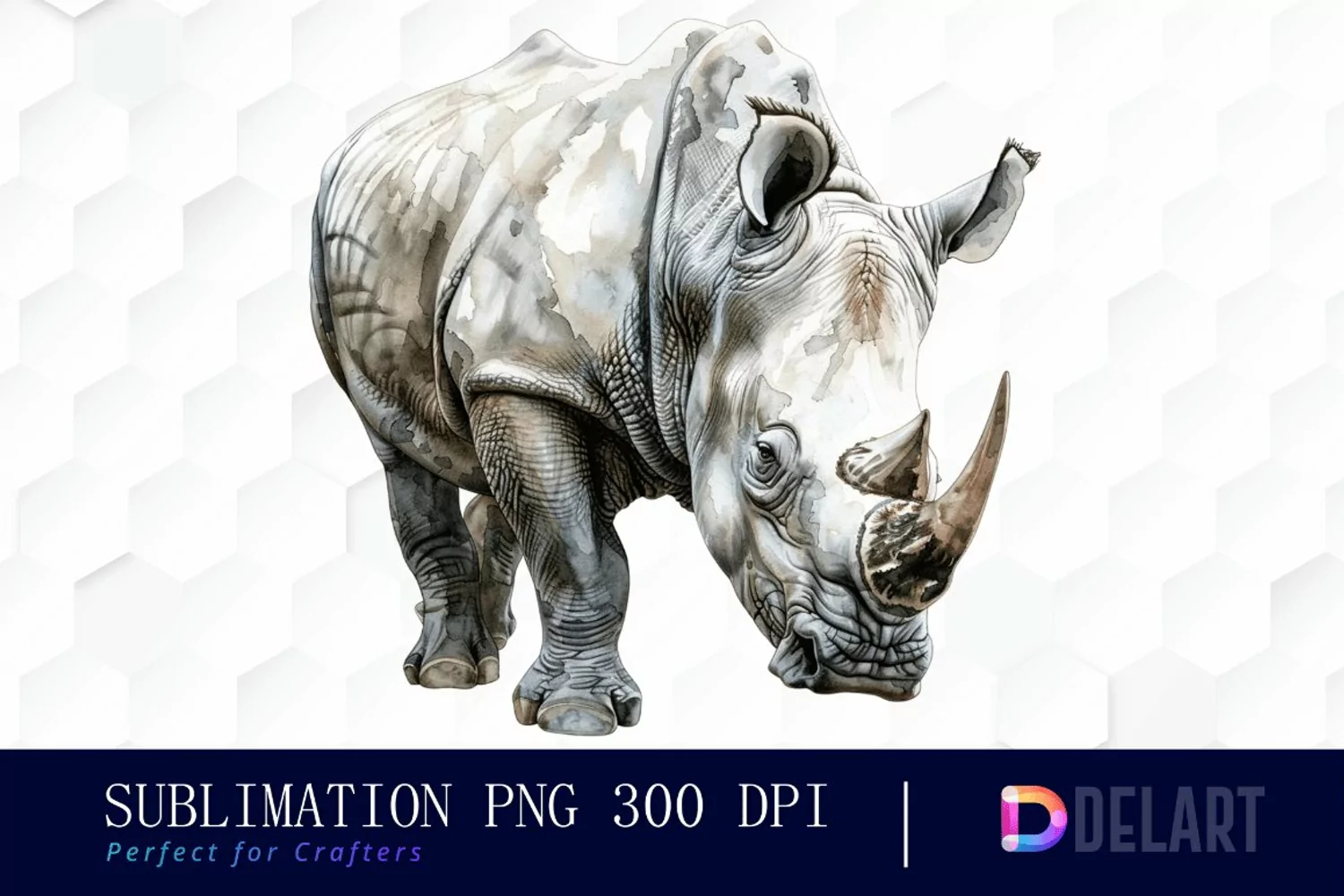 Rhinoceros Watercolor Clipart product image 1