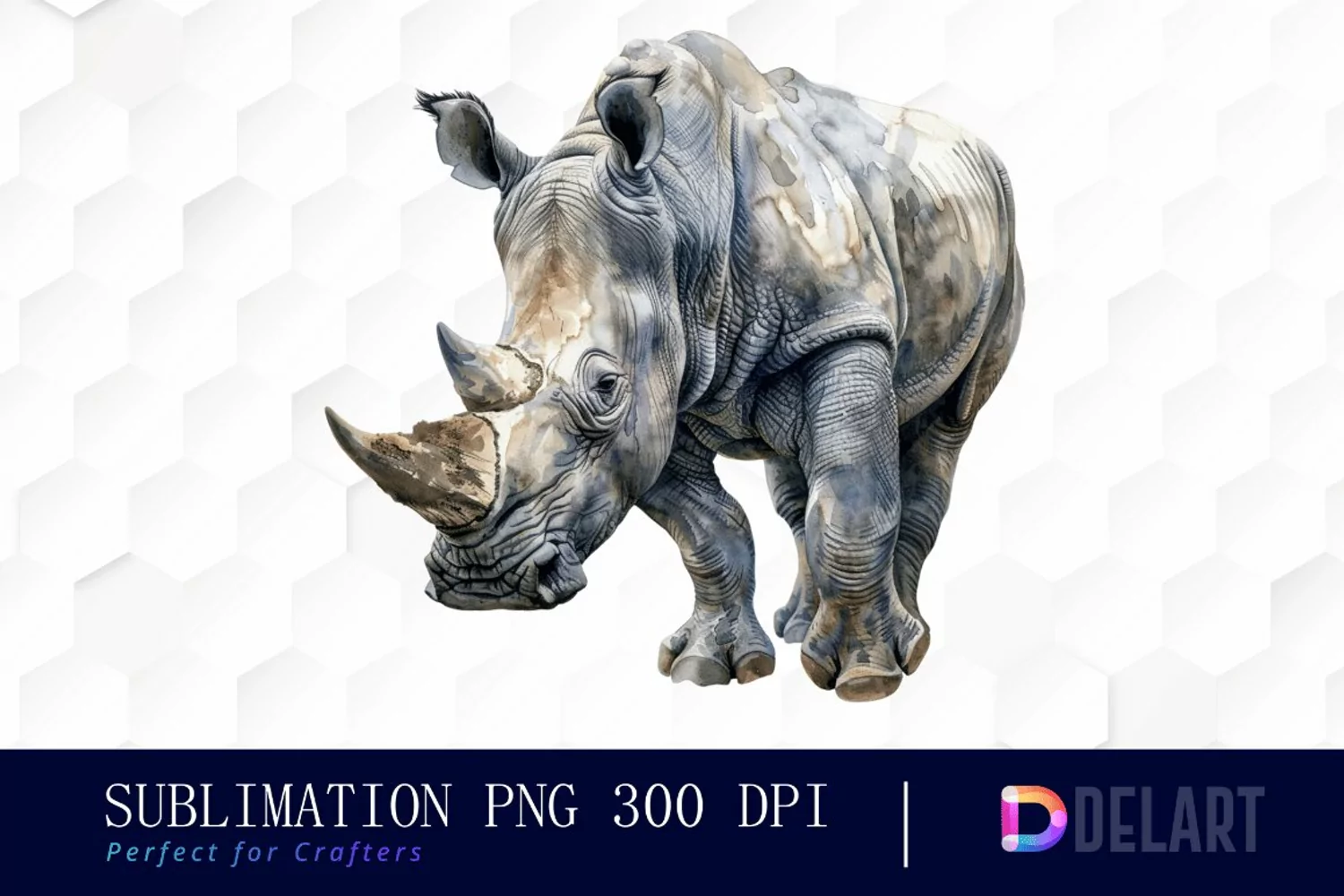 Rhinoceros Watercolor Clipart product image 1