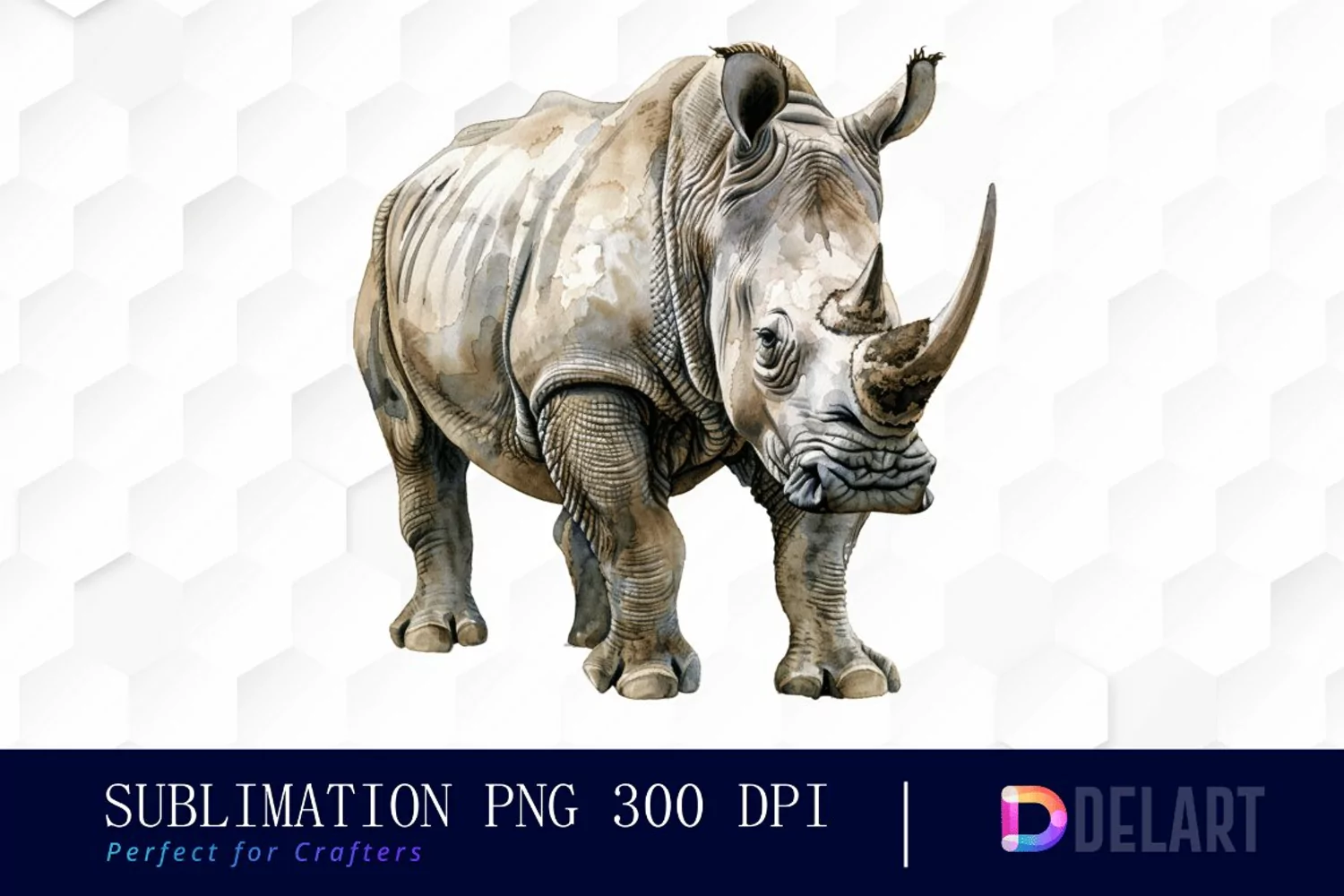 Rhinoceros Watercolor Sublimation Art product image 1