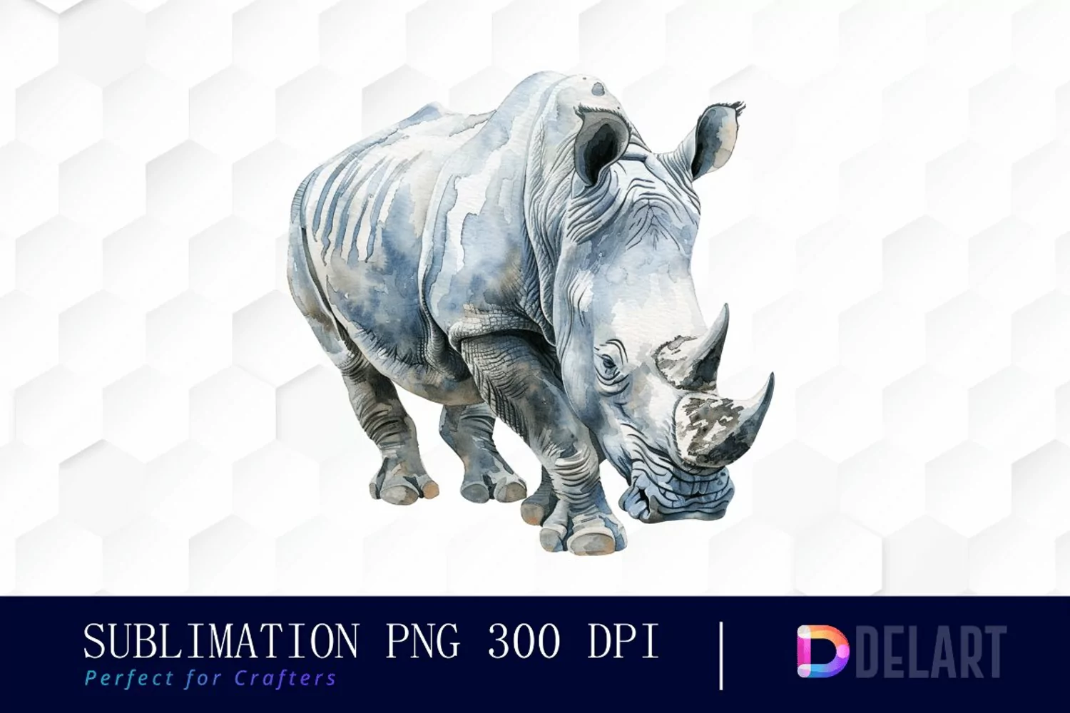 Rhinoceros Watercolor Sublimation Art product image 1