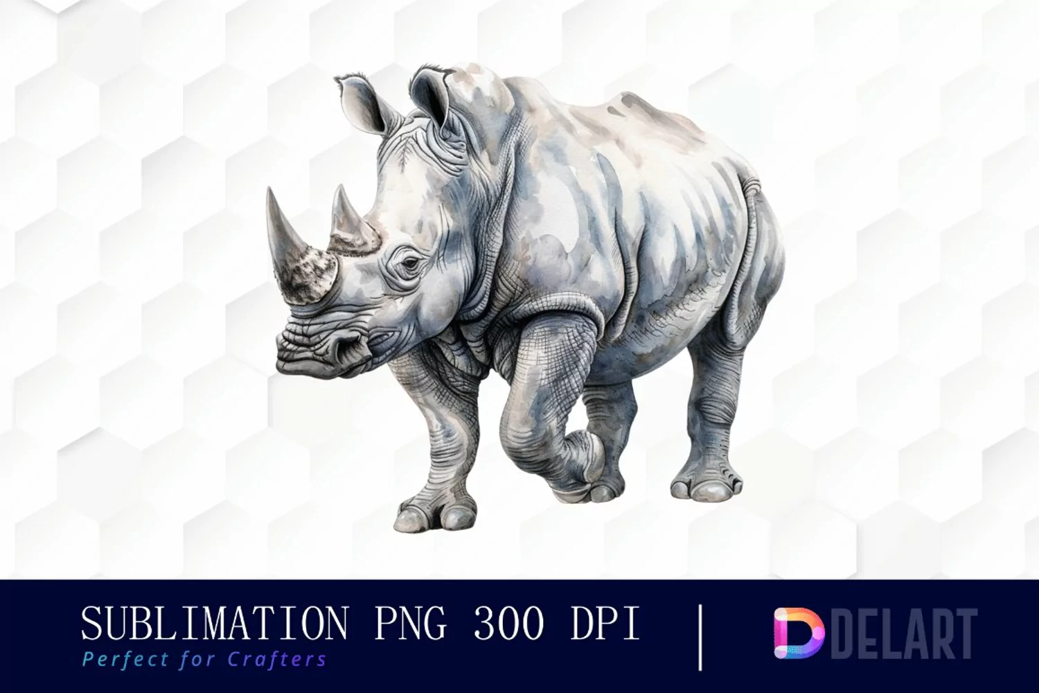 Rhinoceros Watercolor Sublimation Art product image 1