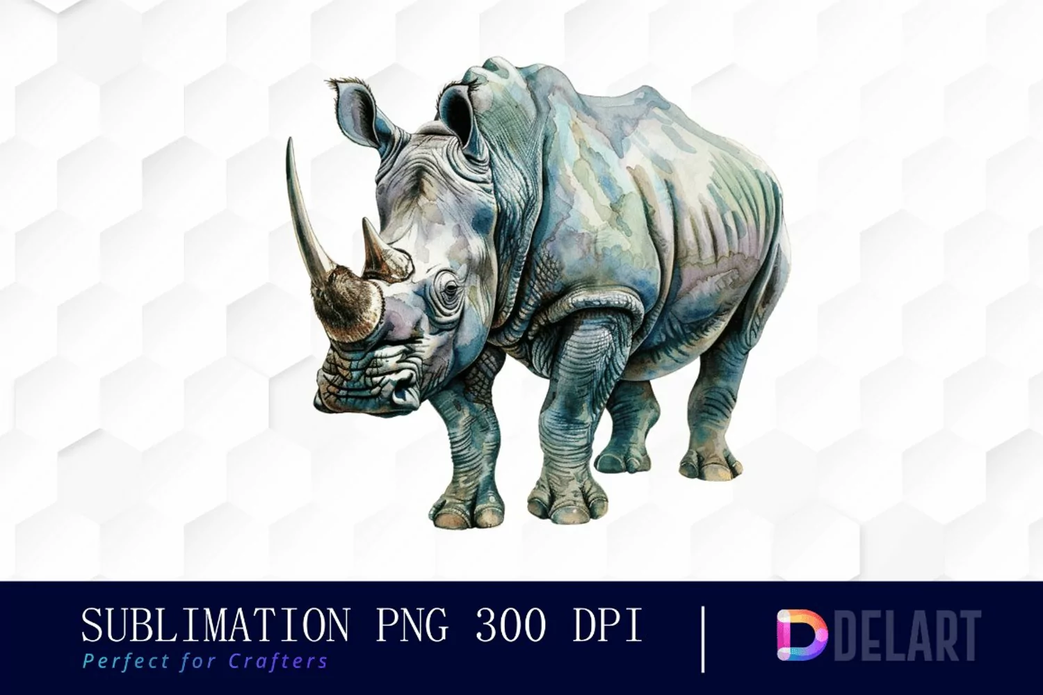 Rhinoceros Watercolor Sublimation Art product image 1