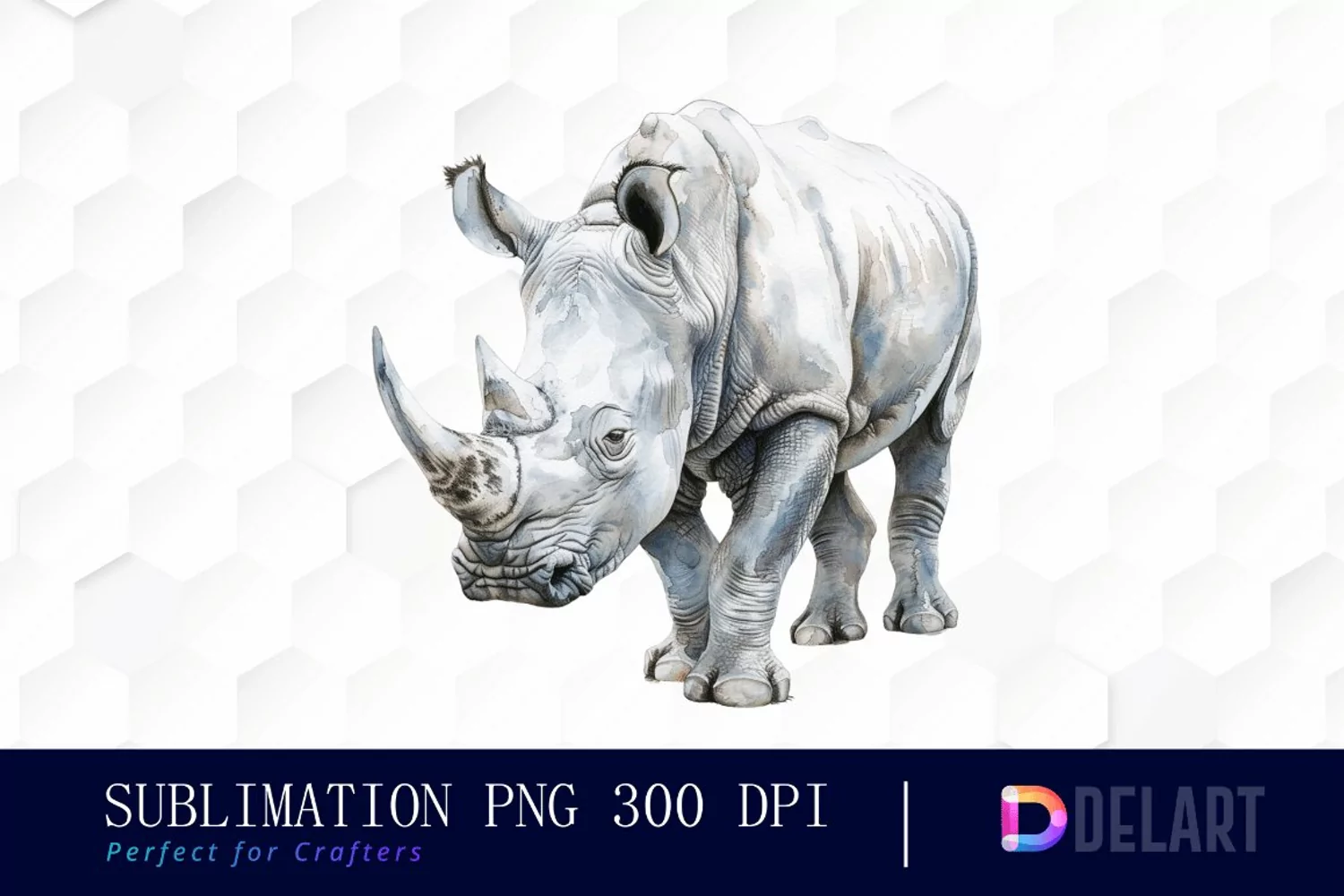 Rhinoceros Watercolor Clipart product image 1