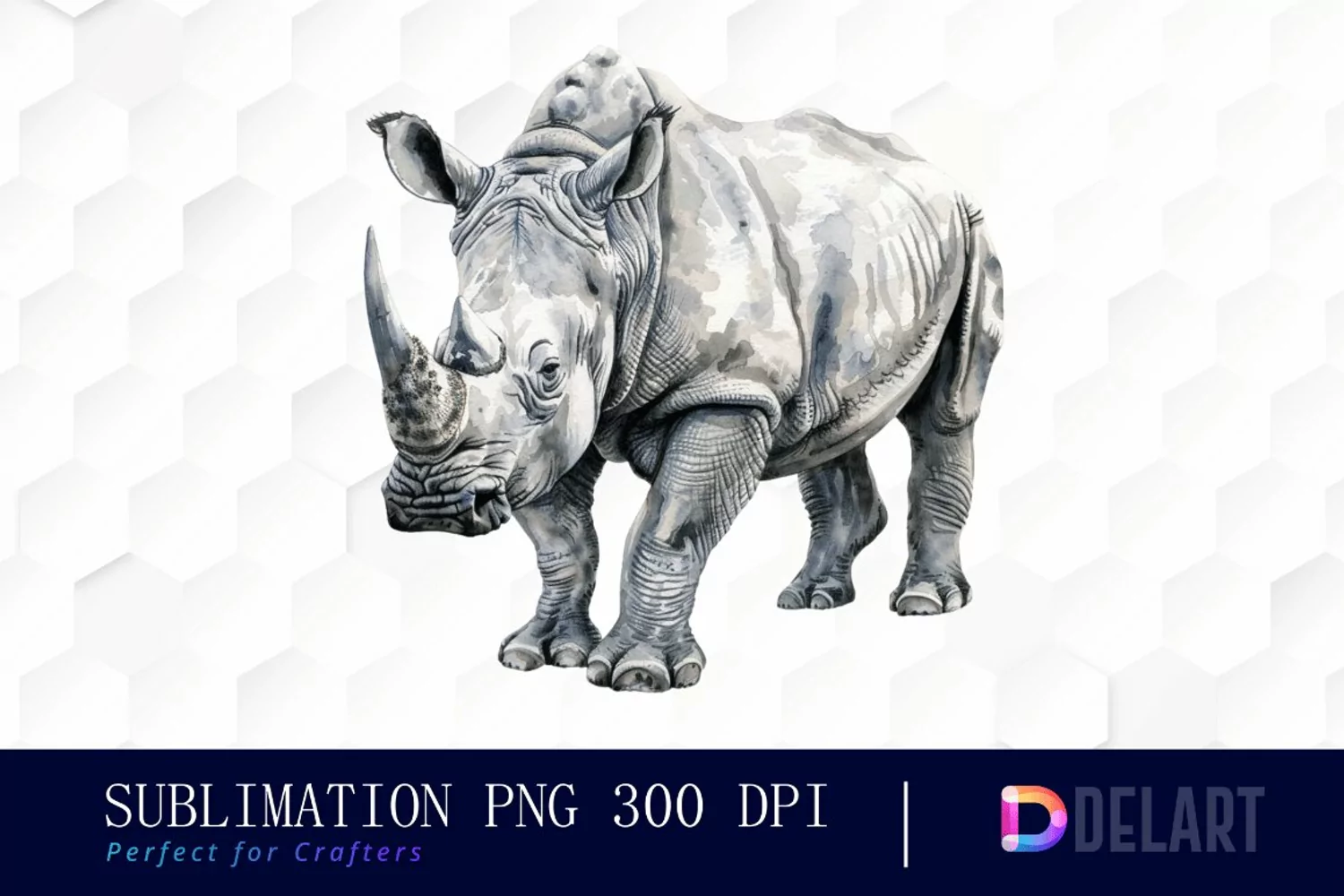 Rhinoceros Watercolor Clipart product image 1