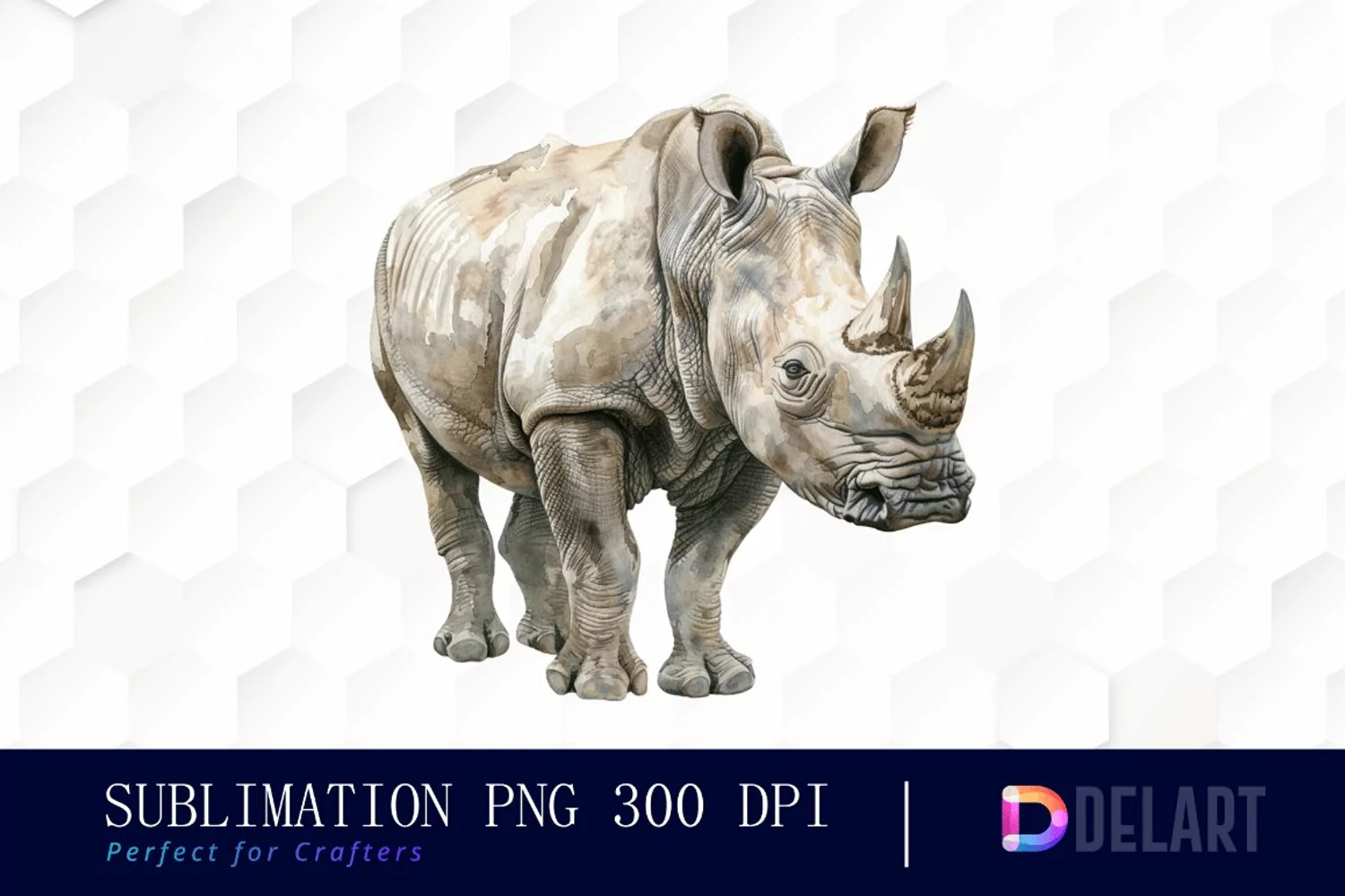 Rhinoceros Watercolor Clipart product image 1