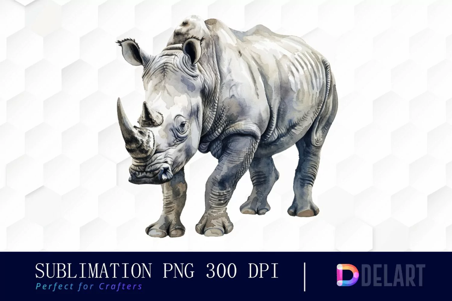 Rhinoceros Watercolor Clipart PNG product image 1