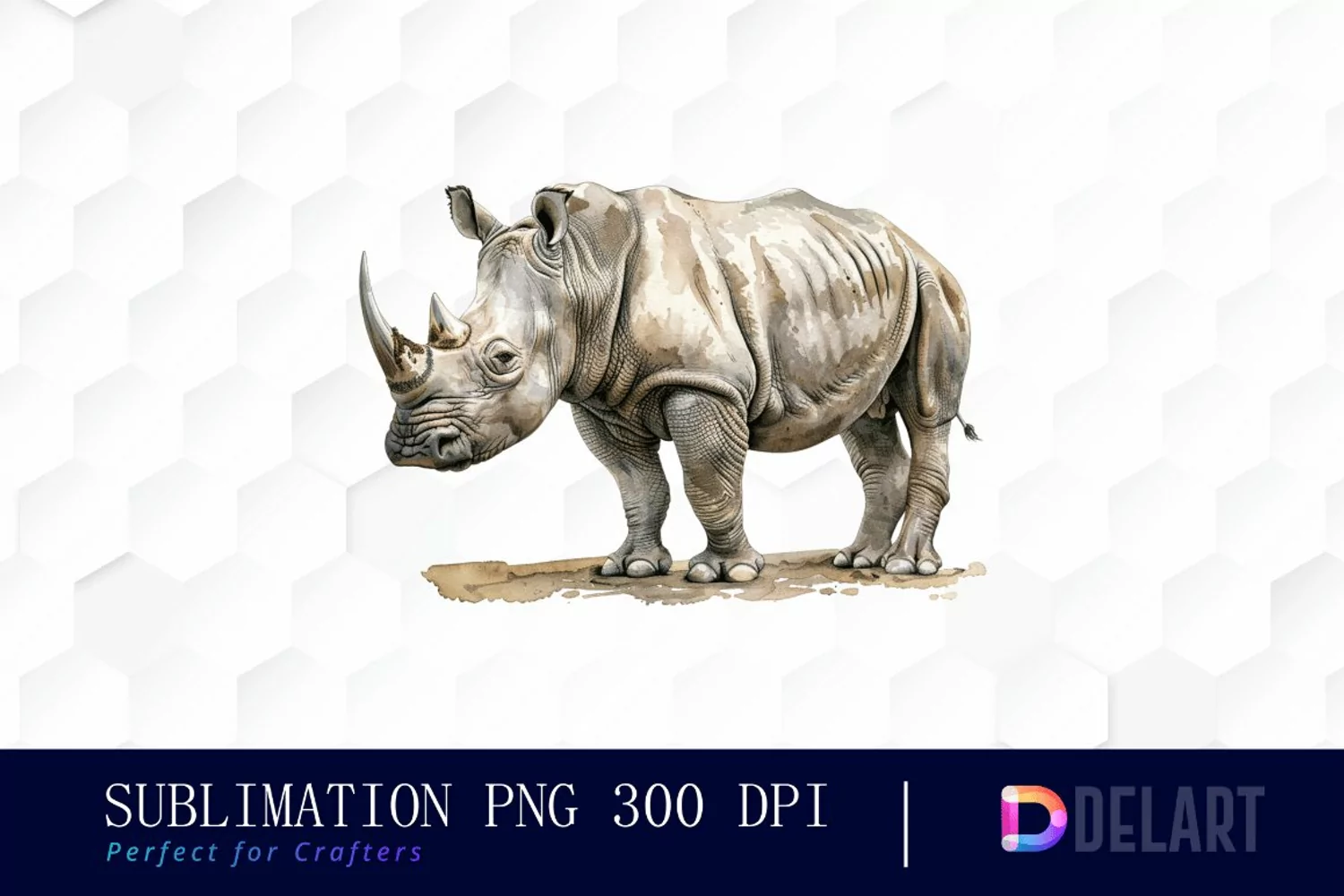 Rhinoceros Watercolor Clipart PNG product image 1