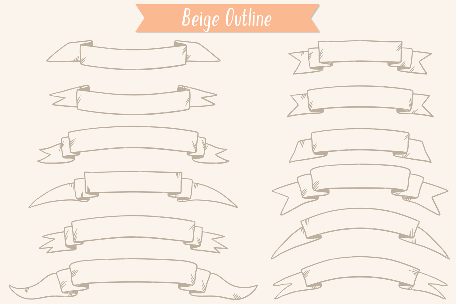 Ribbon Banner, Hand Drawn Decorative Element, Vintage Scroll product image 1