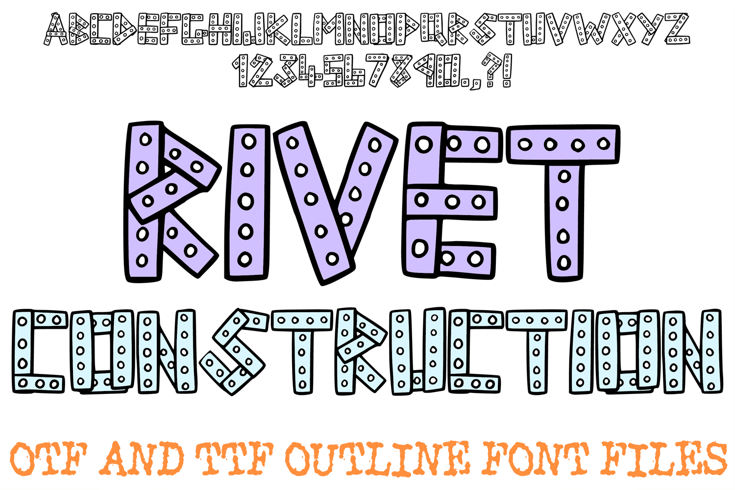 Rivet Construction Alphabet Font Lettering ABC Toy OTF TTF Type by Squeeb Creative