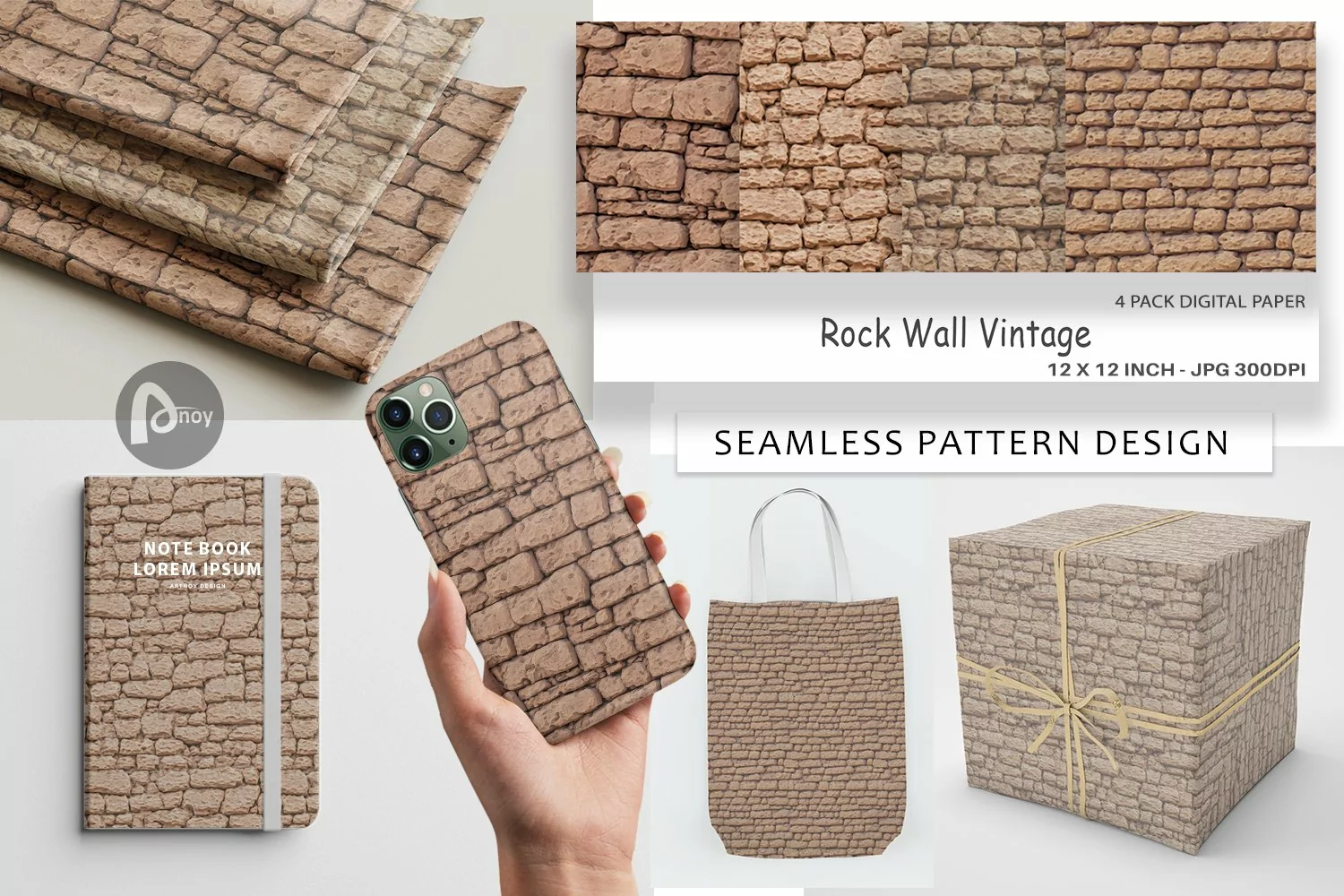 Digital Paper Rock Wall Vintage product image 1