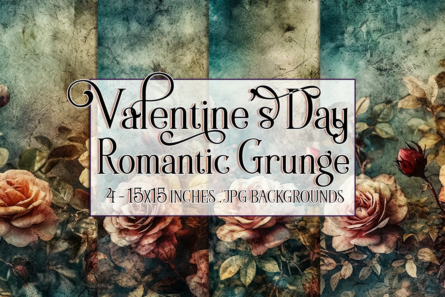 Valentine's Day, Romantic Floral Grunge 15x15 Backgrounds product image 1