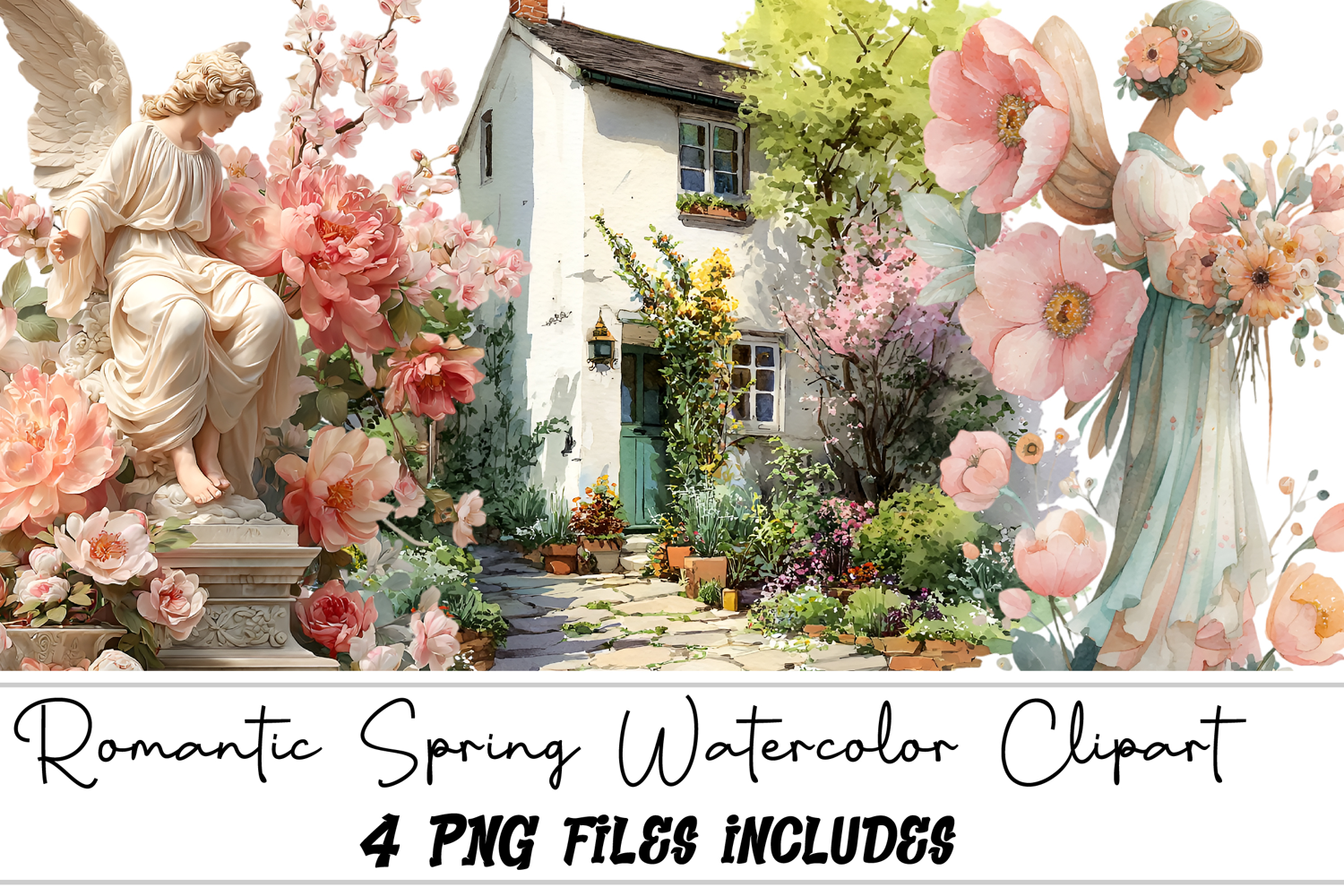 Romantic Spring Watercolor Clipart product image 1