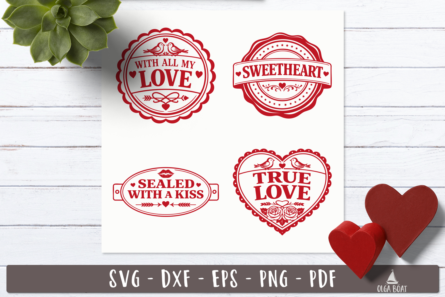 Romantic Valentine Label SVG Vintage Love stamp 