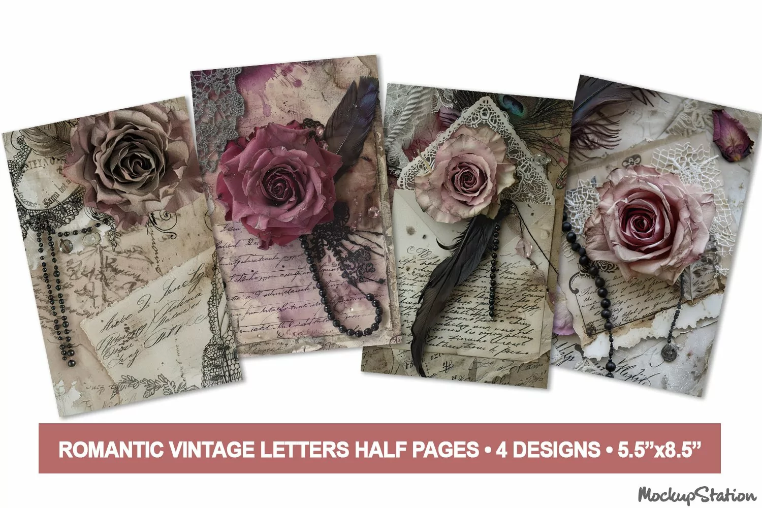 Romantic Gothic Junk Journal Old Papers for Scrapbook JPG product image 1