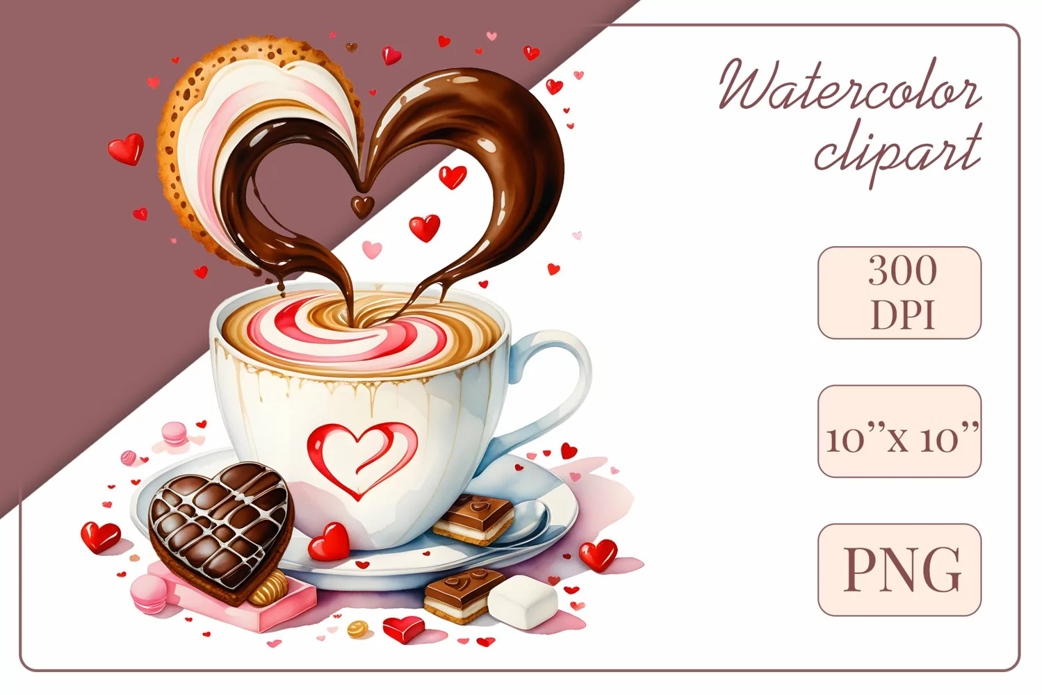 Explore stunning watercolor coffee cup art featuring delicate hearts, ideal for romantic occasions like weddings or heartfelt greetings. Perfect for adding warmth to cafe decor or crafting cozy designs. Find inspiration with our romantic coffee cliparts.