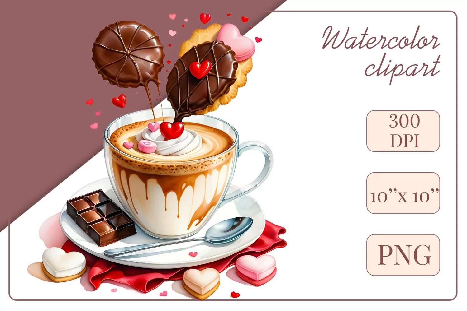 Explore stunning watercolor coffee cup art featuring delicate hearts, ideal for romantic occasions like weddings or heartfelt greetings. Perfect for adding warmth to cafe decor or crafting cozy designs. Find inspiration with our romantic coffee cliparts.