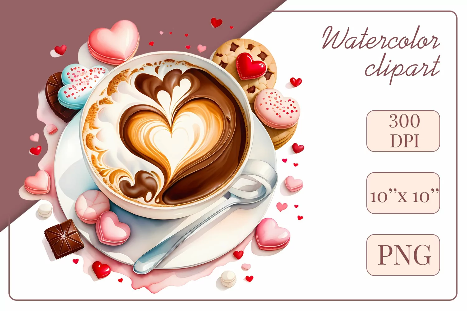 Explore stunning watercolor coffee cup art featuring delicate hearts, ideal for romantic occasions like weddings or heartfelt greetings. Perfect for adding warmth to cafe decor or crafting cozy designs. Find inspiration with our romantic coffee cliparts.