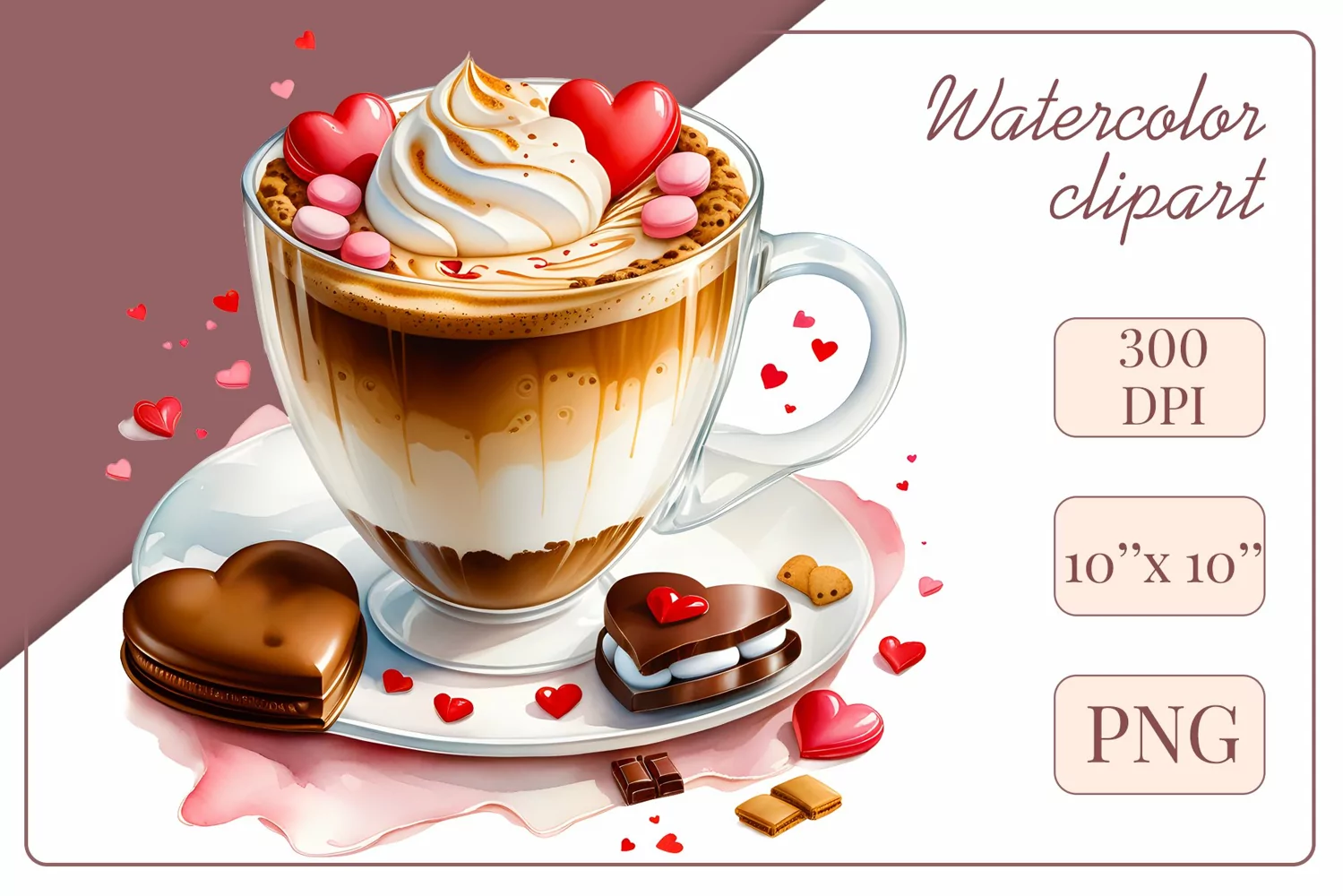 Explore stunning watercolor coffee cup art featuring delicate hearts, ideal for romantic occasions like weddings or heartfelt greetings. Perfect for adding warmth to cafe decor or crafting cozy designs. Find inspiration with our romantic coffee cliparts.