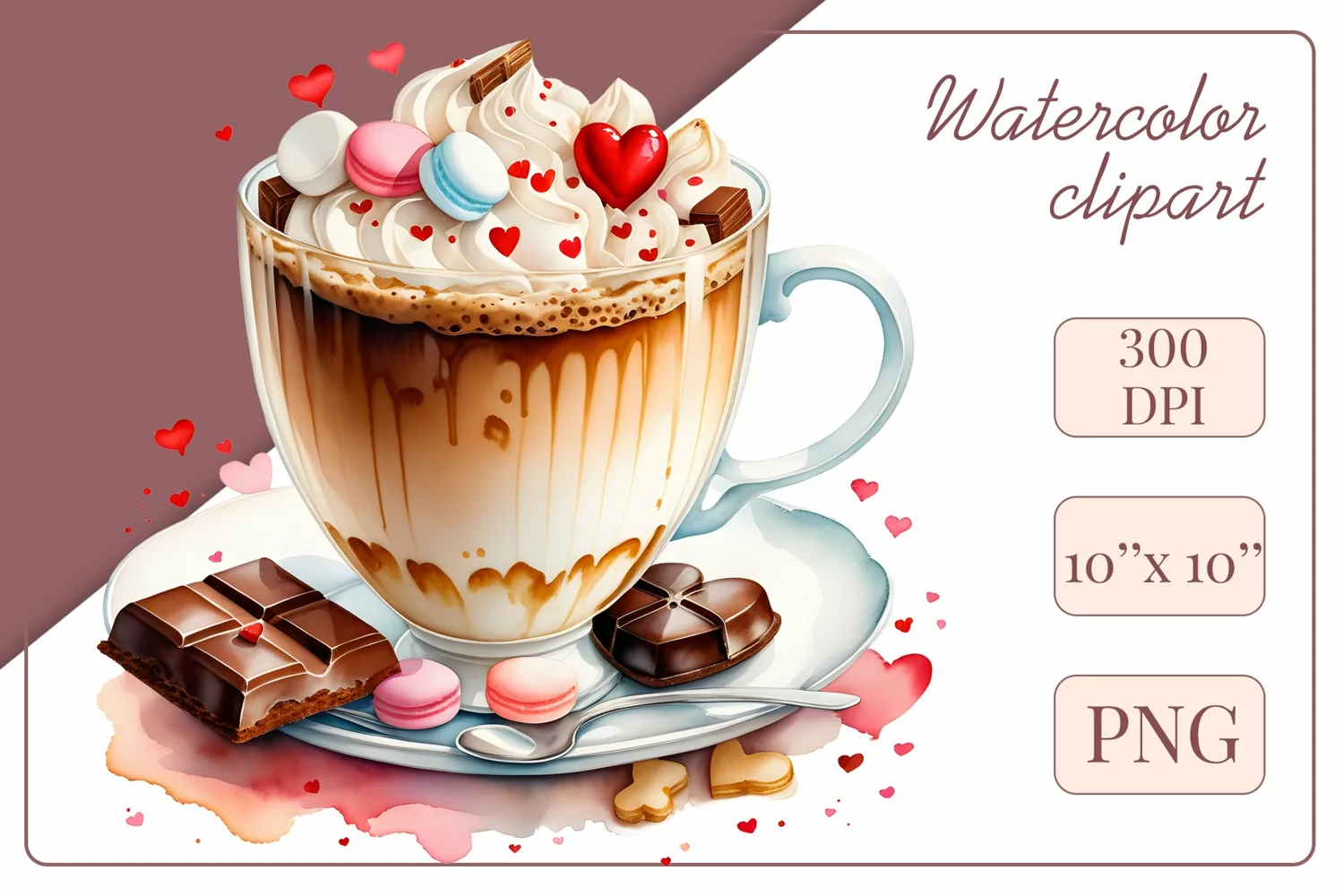 Explore stunning watercolor coffee cup art featuring delicate hearts, ideal for romantic occasions like weddings or heartfelt greetings. Perfect for adding warmth to cafe decor or crafting cozy designs. Find inspiration with our romantic coffee cliparts.