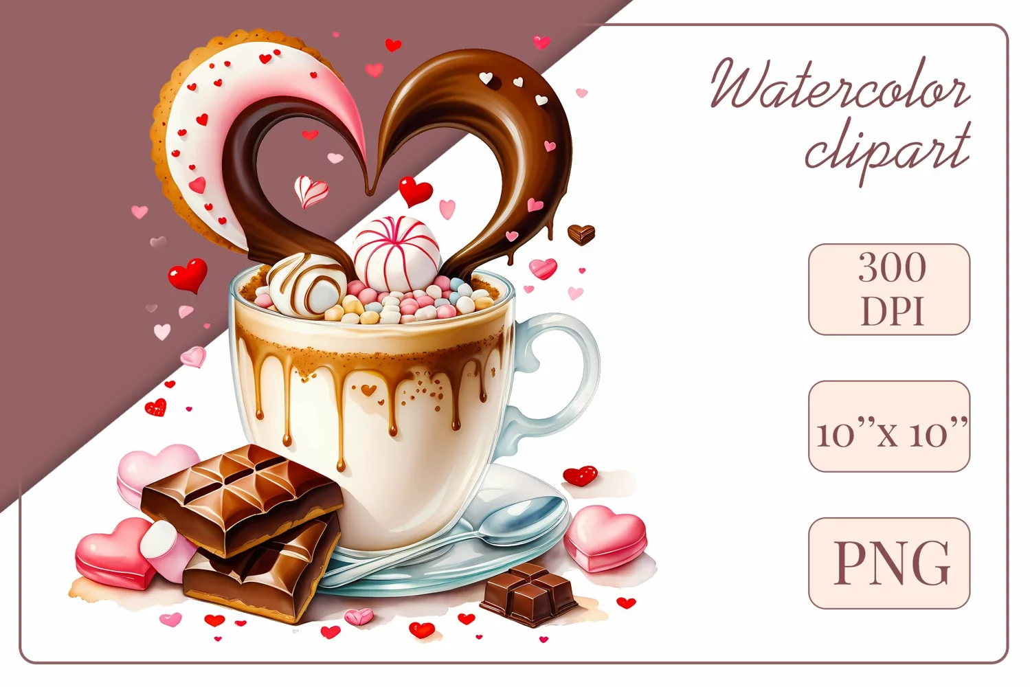 Explore stunning watercolor coffee cup art featuring delicate hearts, ideal for romantic occasions like weddings or heartfelt greetings. Perfect for adding warmth to cafe decor or crafting cozy designs. Find inspiration with our romantic coffee cliparts.