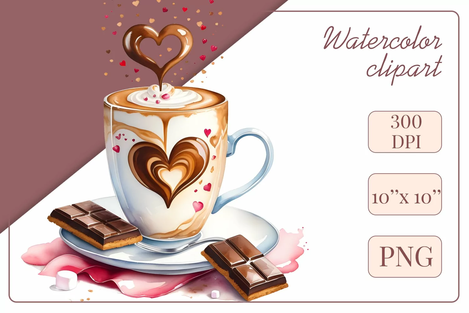 Explore stunning watercolor coffee cup art featuring delicate hearts, ideal for romantic occasions like weddings or heartfelt greetings. Perfect for adding warmth to cafe decor or crafting cozy designs. Find inspiration with our romantic coffee cliparts.