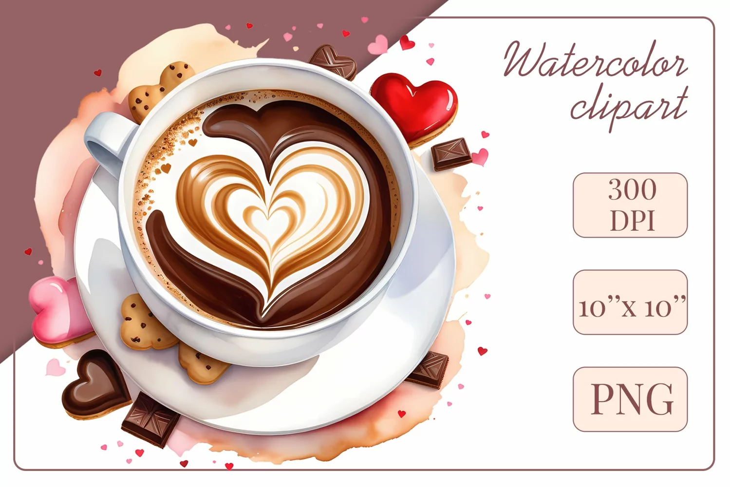 Explore stunning watercolor coffee cup art featuring delicate hearts, ideal for romantic occasions like weddings or heartfelt greetings. Perfect for adding warmth to cafe decor or crafting cozy designs. Find inspiration with our romantic coffee cliparts.