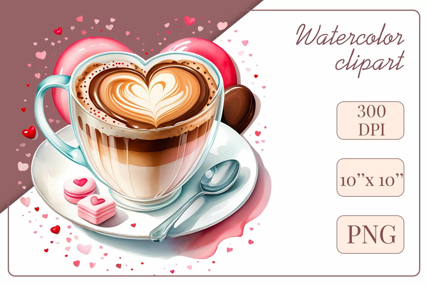 Explore stunning watercolor coffee cup art featuring delicate hearts, ideal for romantic occasions like weddings or heartfelt greetings. Perfect for adding warmth to cafe decor or crafting cozy designs. Find inspiration with our romantic coffee cliparts.
