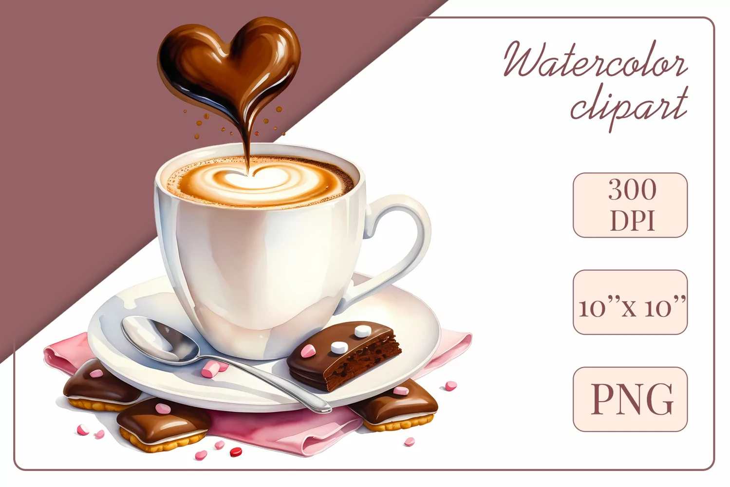 Explore stunning watercolor coffee cup art featuring delicate hearts, ideal for romantic occasions like weddings or heartfelt greetings. Perfect for adding warmth to cafe decor or crafting cozy designs. Find inspiration with our romantic coffee cliparts.