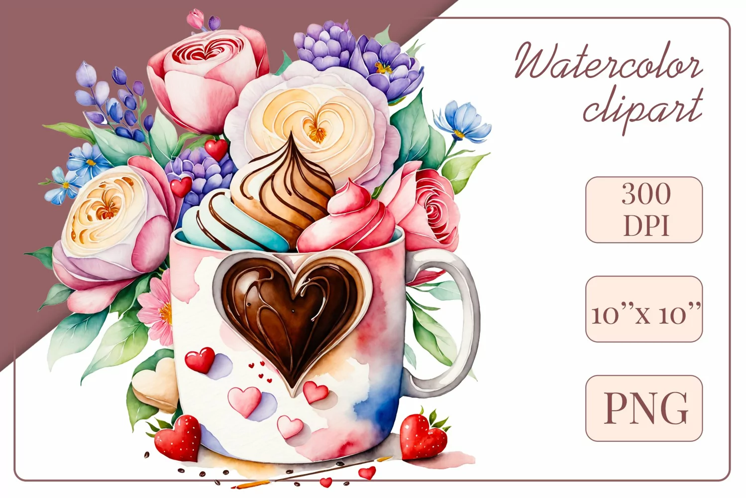 Explore stunning watercolor coffee cup art featuring delicate hearts, ideal for romantic occasions like weddings or heartfelt greetings. Perfect for adding warmth to cafe decor or crafting cozy designs. Find inspiration with our romantic coffee cliparts.