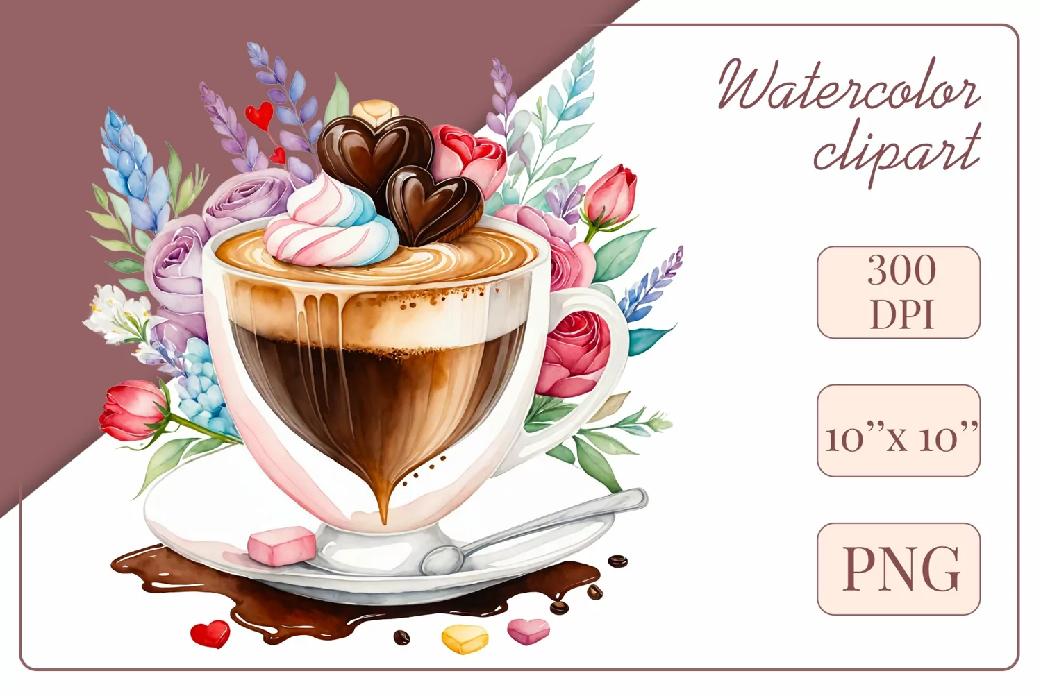 Explore stunning watercolor coffee cup art featuring delicate hearts, ideal for romantic occasions like weddings or heartfelt greetings. Perfect for adding warmth to cafe decor or crafting cozy designs. Find inspiration with our romantic coffee cliparts.