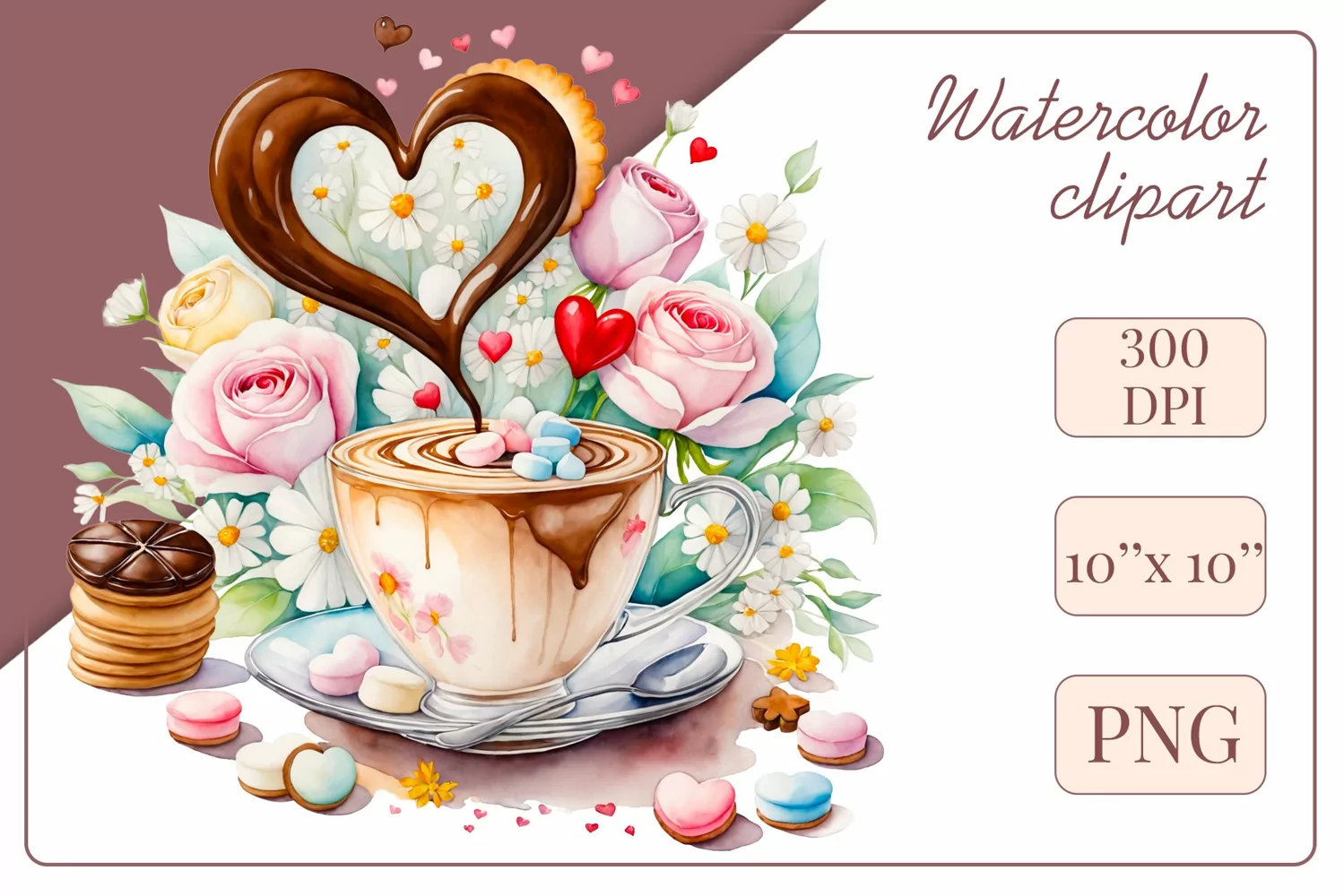 Explore stunning watercolor coffee cup art featuring delicate hearts, ideal for romantic occasions like weddings or heartfelt greetings. Perfect for adding warmth to cafe decor or crafting cozy designs. Find inspiration with our romantic coffee cliparts.