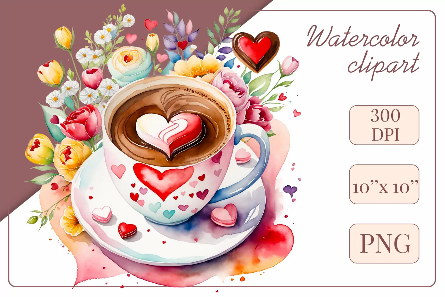 Explore stunning watercolor coffee cup art featuring delicate hearts, ideal for romantic occasions like weddings or heartfelt greetings. Perfect for adding warmth to cafe decor or crafting cozy designs. Find inspiration with our romantic coffee cliparts.
