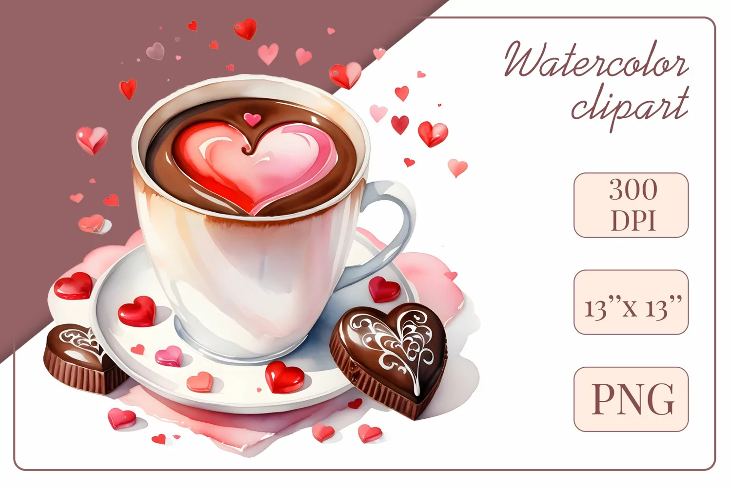 Explore stunning watercolor coffee cup art featuring delicate hearts, ideal for romantic occasions like weddings or heartfelt greetings. Perfect for adding warmth to cafe decor or crafting cozy designs. Find inspiration with our romantic coffee cliparts.