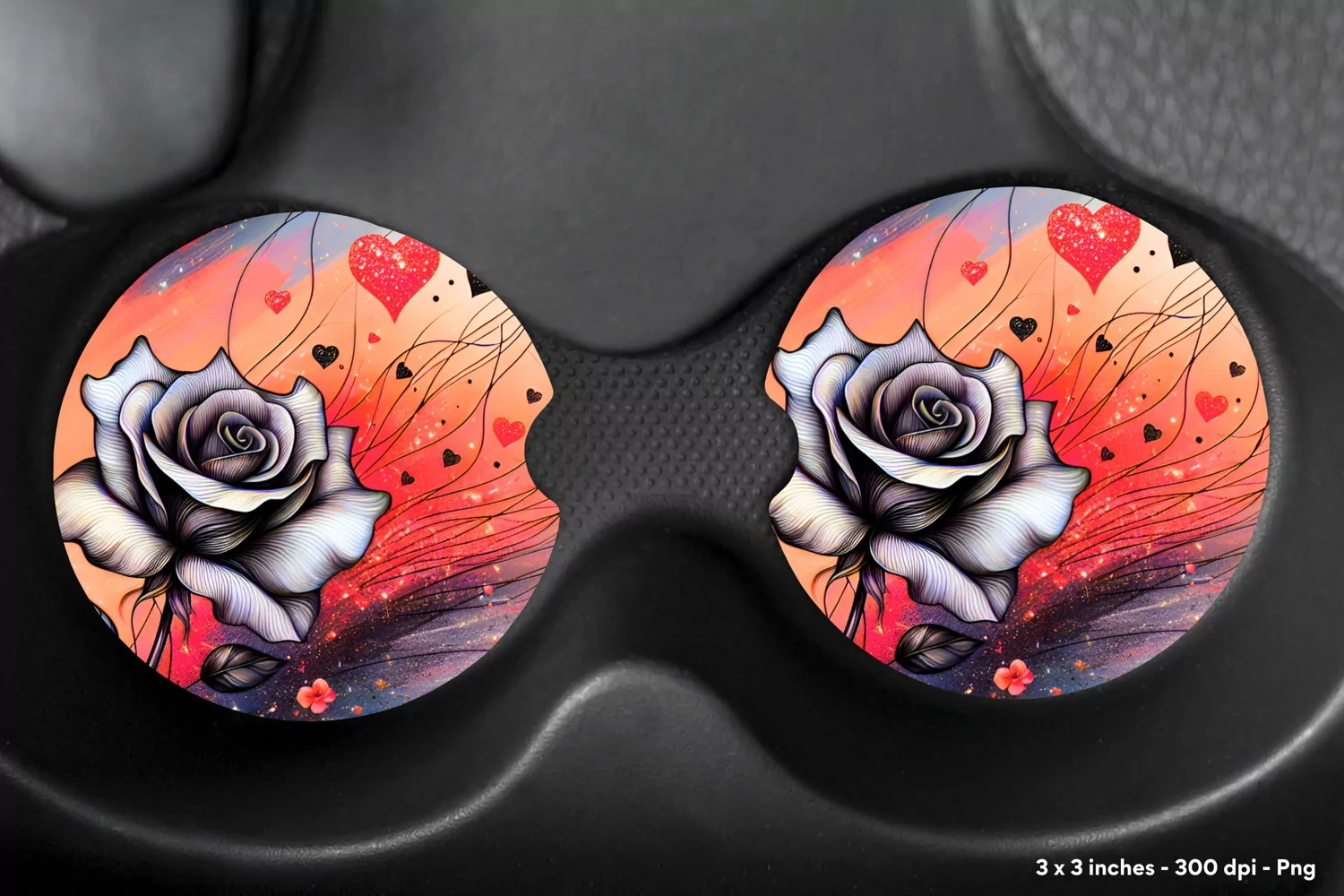 Rose Car Coaster Flower Coaster Sublimation Floral Coaster