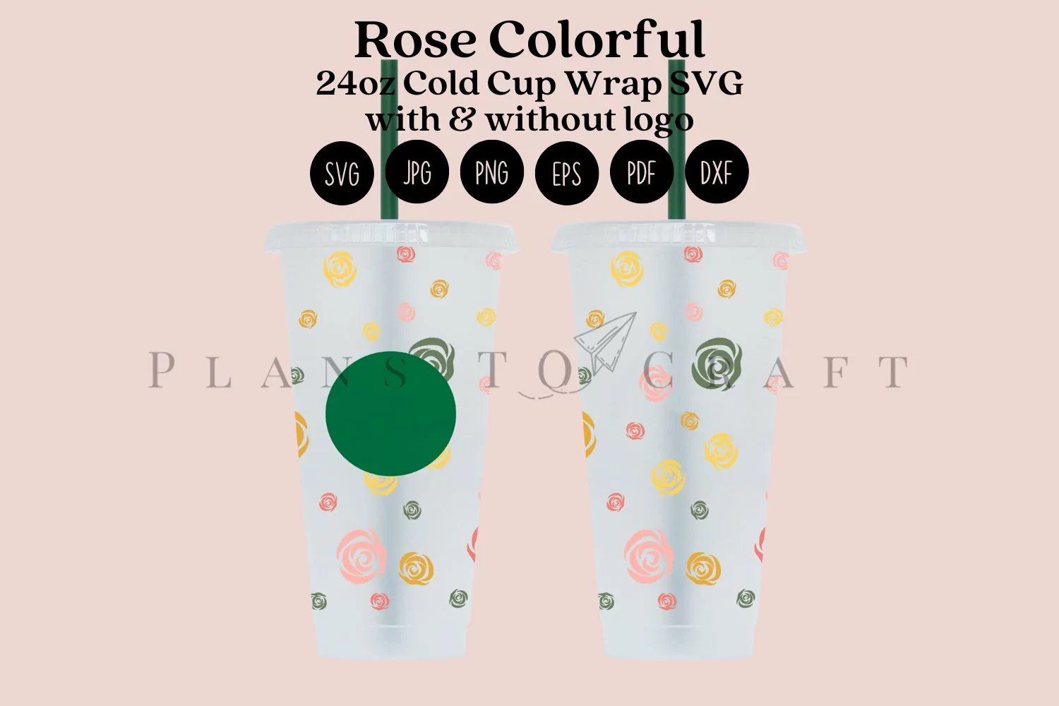 rose colorful starbucks 24oz cold cup wrap svg presized template for tumbler venti suitable for cricut and silhouette