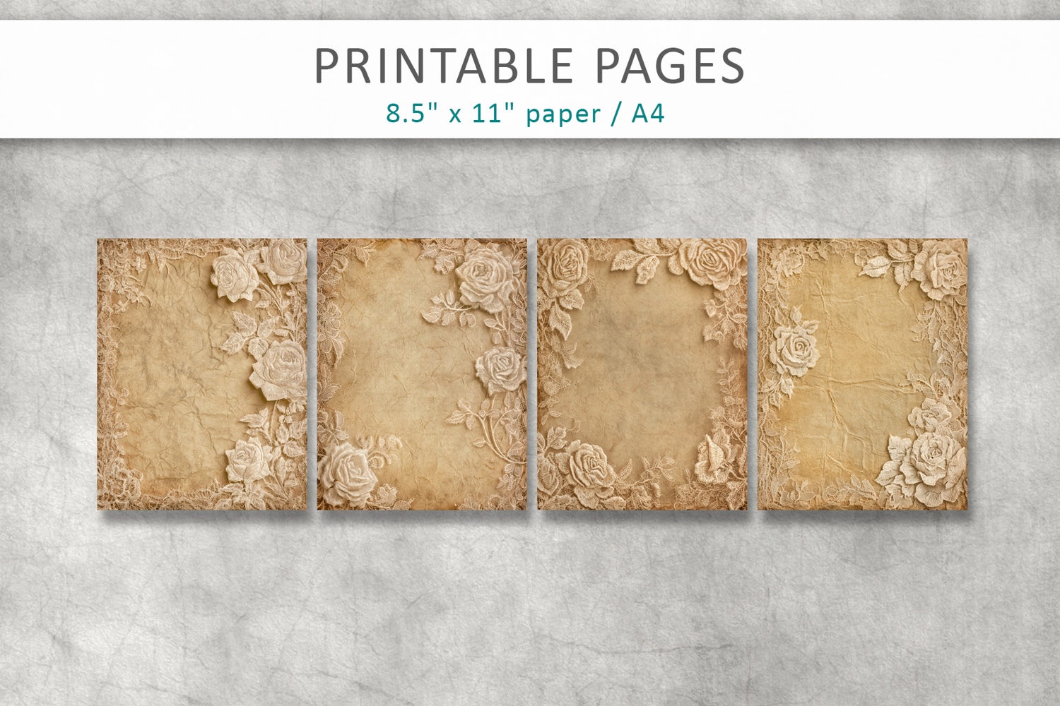 Vintage lace rose mixed media papers product image 1