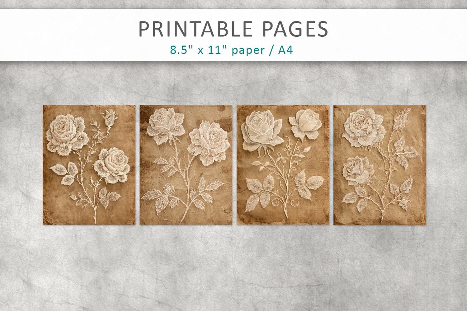 vintage lace rose background, antique floral product image 1