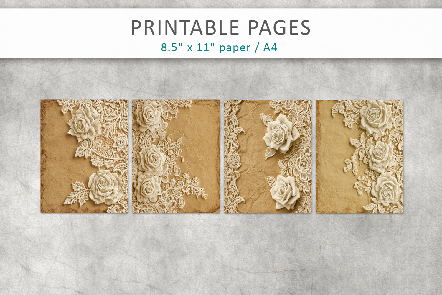 vintage lace rose junk journal pages product image 1