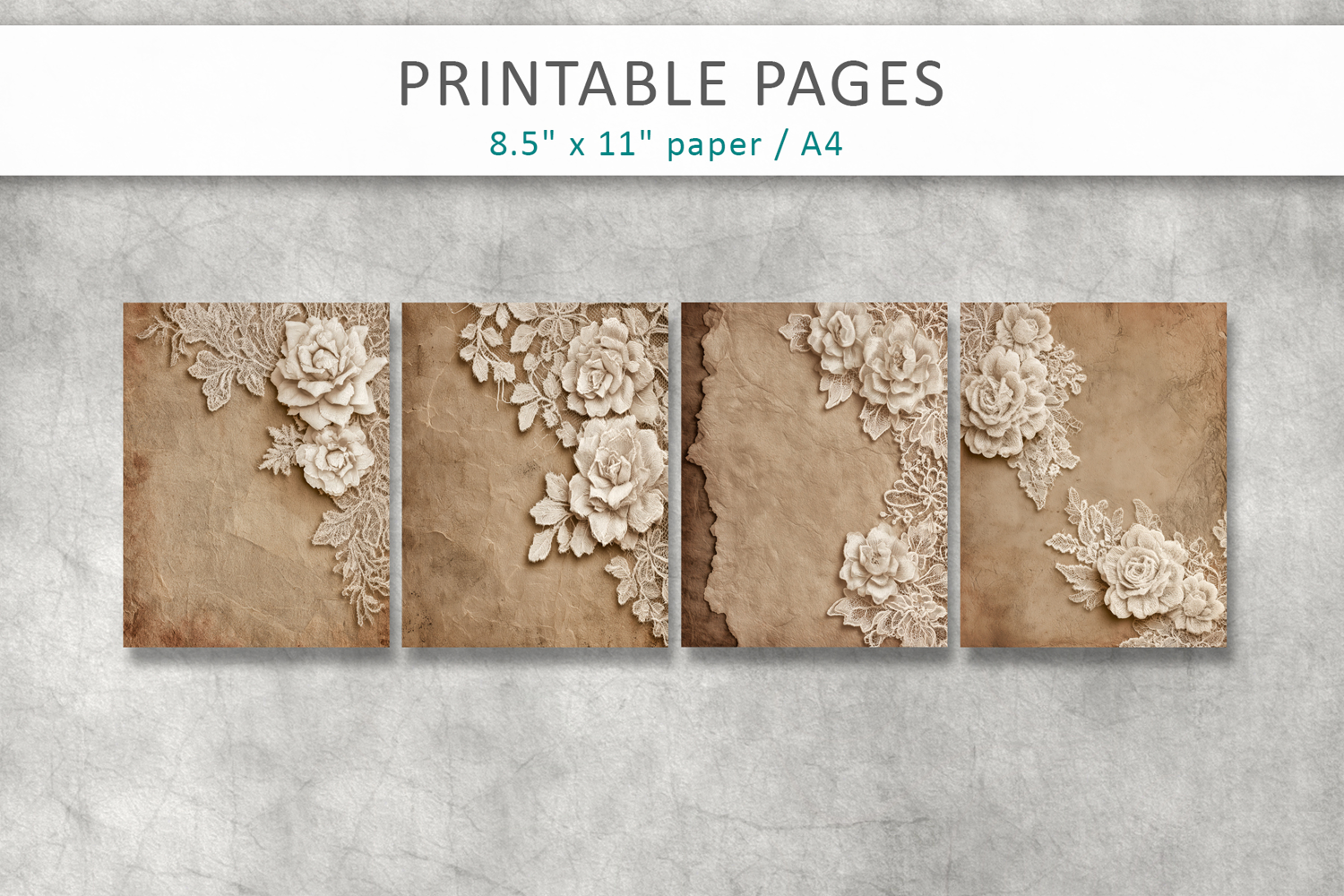 vintage lace rose junk journal pages product image 1