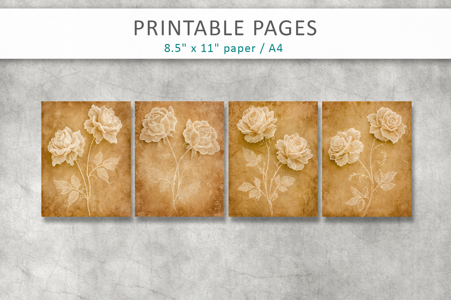 vintage lace rose antique paper background product image 1