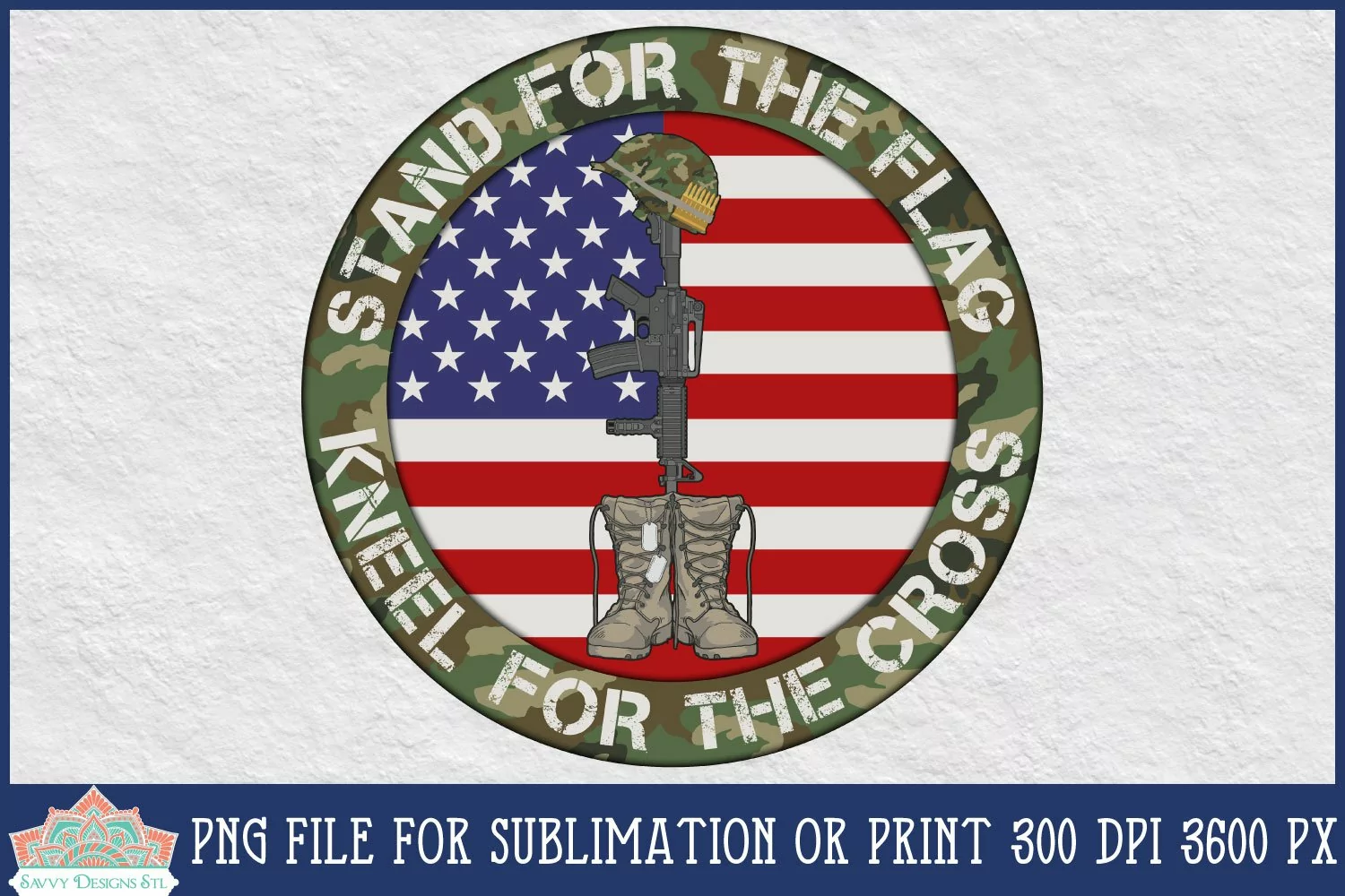 Round Patriotic Sublimation Soldier Memorial Stand For The Flag Kneel For The Cross