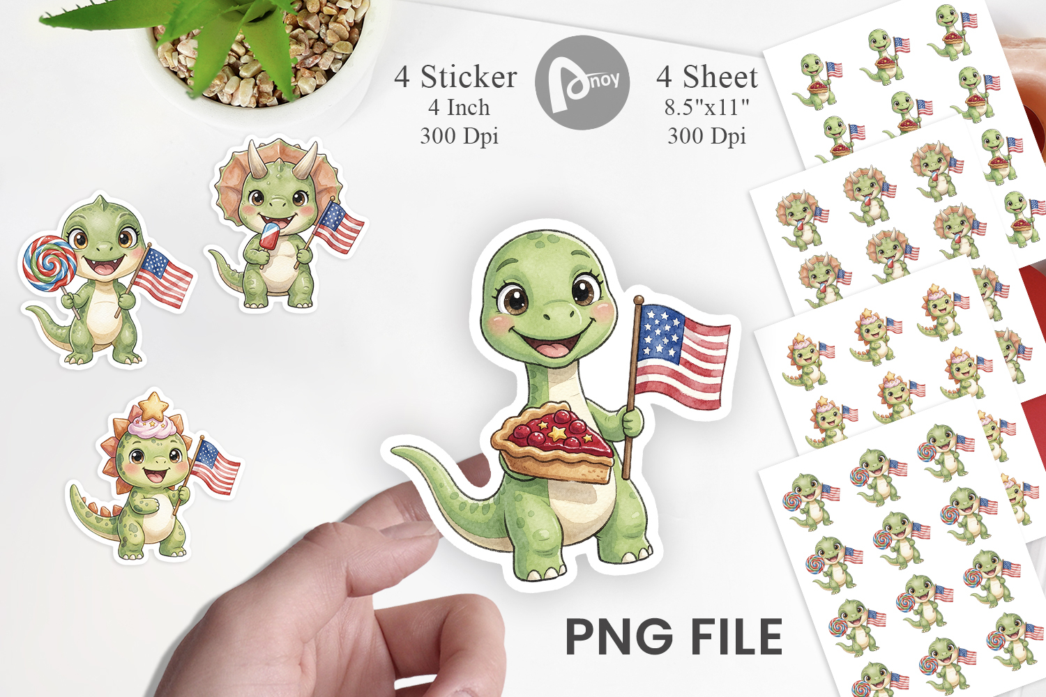 Round Summer Treats Dino Sticker product image 1