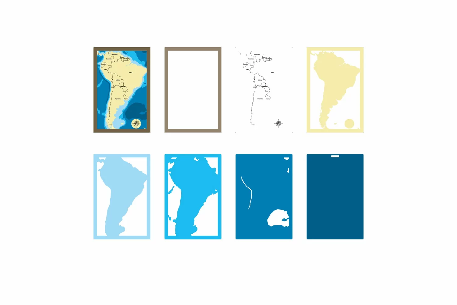 3D Laser Cut Map of South America - Multilayer Bathymetric product image 1