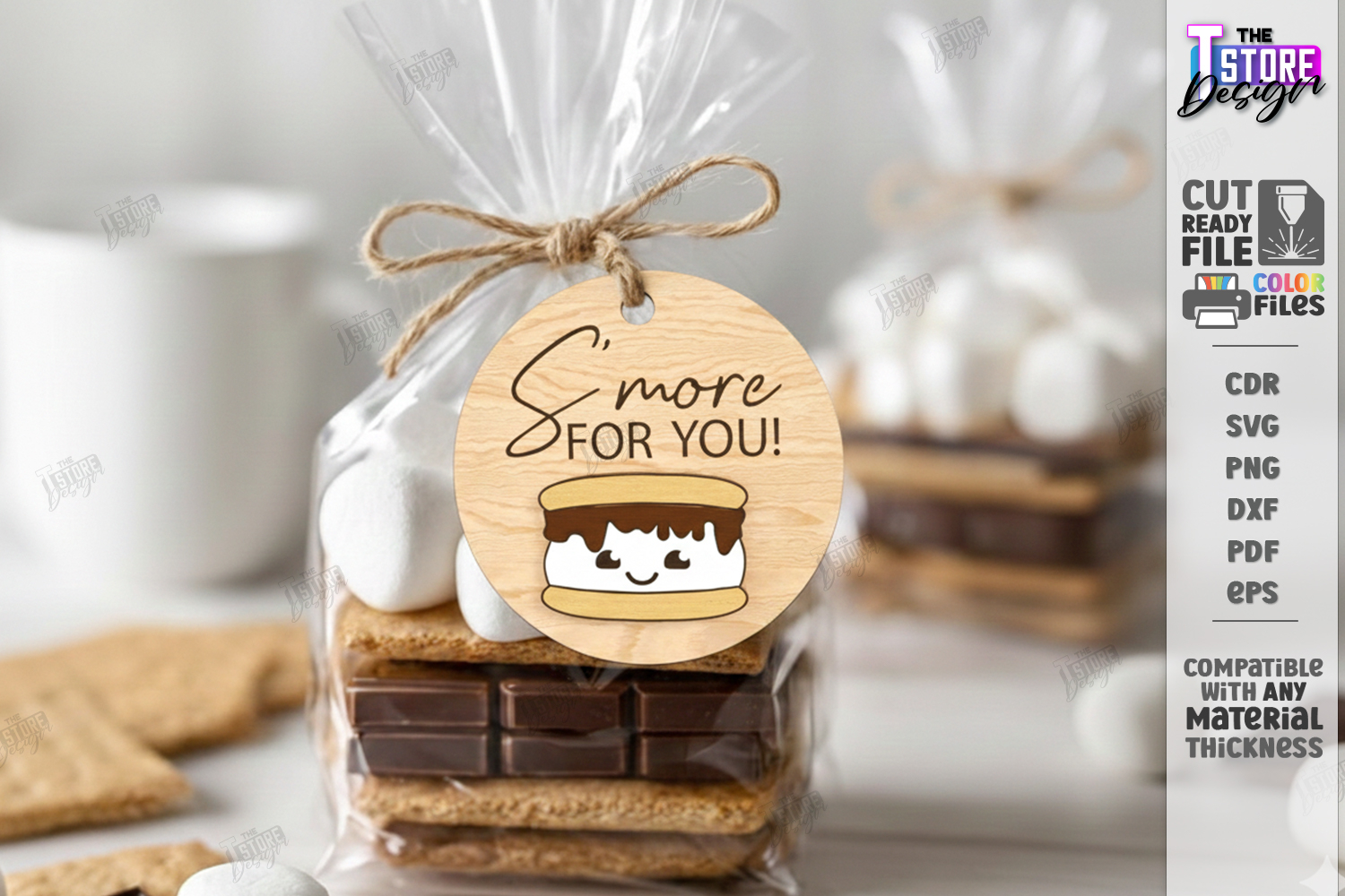 S'mores Gift Tag Laser Cut | Marshmallow Campfire Treat SVG product image 1