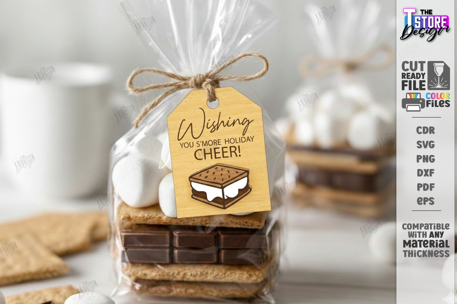S'mores Gift Tag Laser Cut | Marshmallow Campfire Treat SVG product image 1