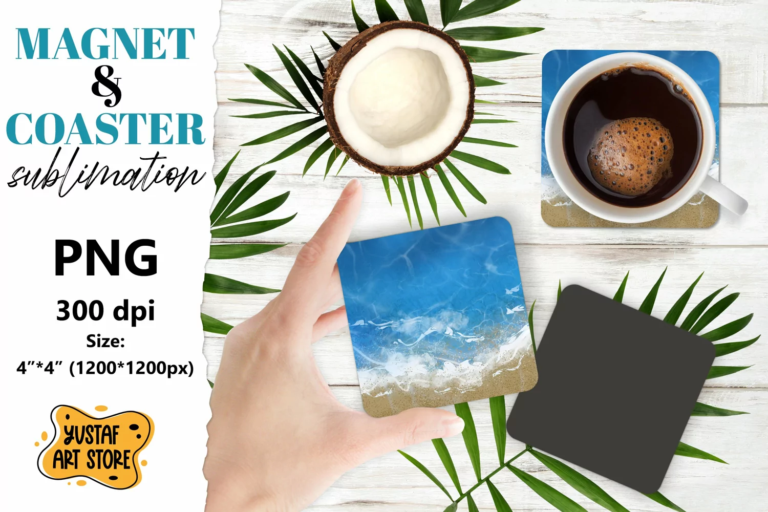 Sea magnet/Sea coaster. Seaside sublimation design product image 1