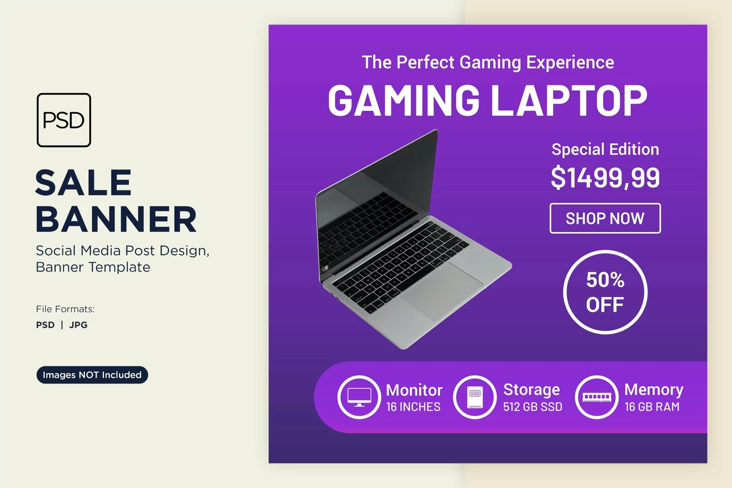 Laptop Exclusive Flash Sale Banner Design Template product image 1
