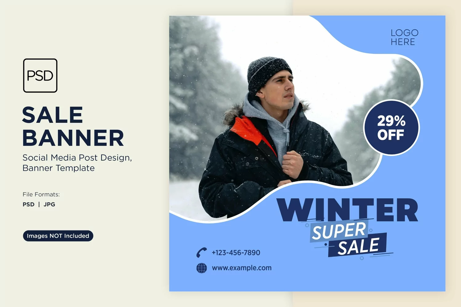 Winter Magic Snowy Sale Banner Design Template product image 1
