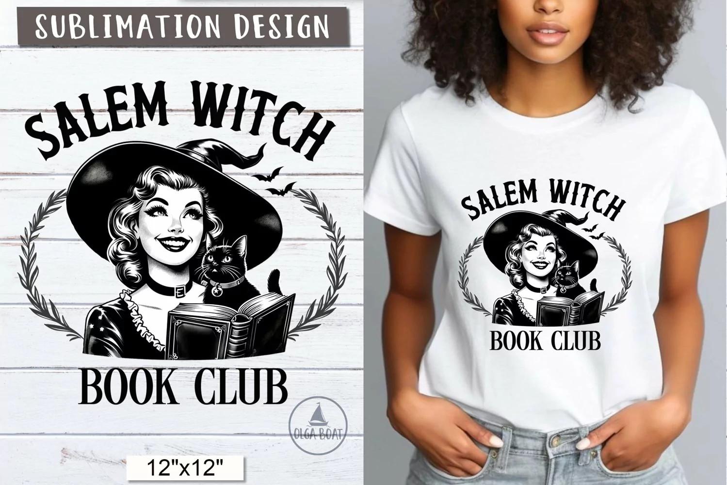 Salem Witch Book Club Vintage witch Halloween sublimation